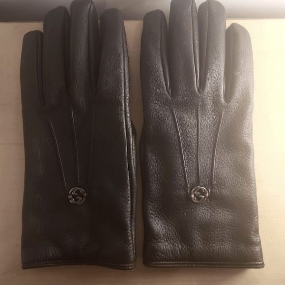 Gucci Men's Gloves (authentic) - leather, black - Picture 1 of 1